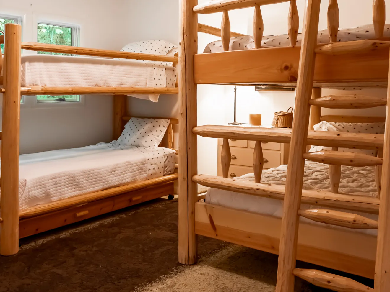 a bedroom with a bed in a room