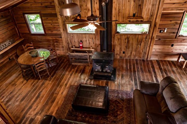 a fire place sitting in a living room